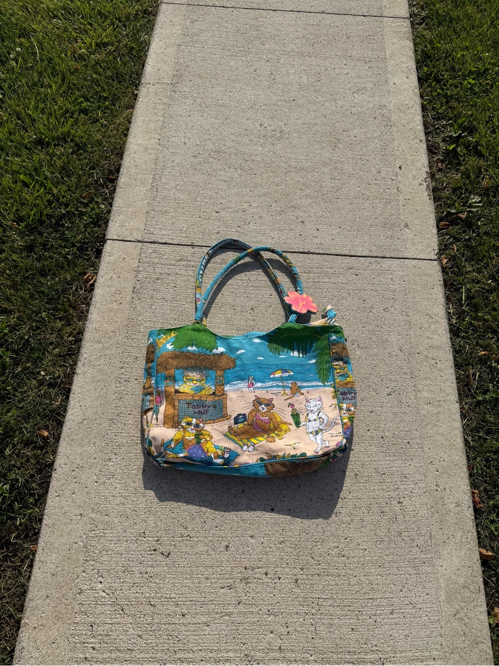 Vintage Cappelli Cat on Beach Canvas tote